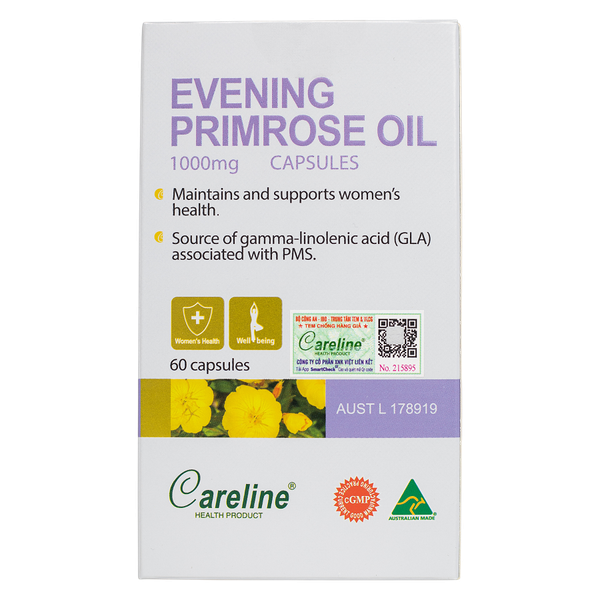 Tinh dầu hoa anh thảo ép lạnh Careline Evening Primrose Oil 1000mg (60 Viên)