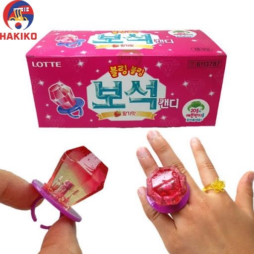 Kẹo Nhẫn Vị Dâu Lotte Hàn Quốc 13G  보석캔디 딸기맛