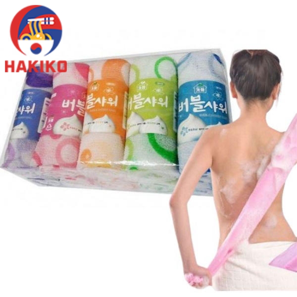 Khăn Tắm Tạo Bọt, Massage Lưng Hàn Quốc  khăn tắm hình hoa   dài 30x95 cm  버블샤워타올
