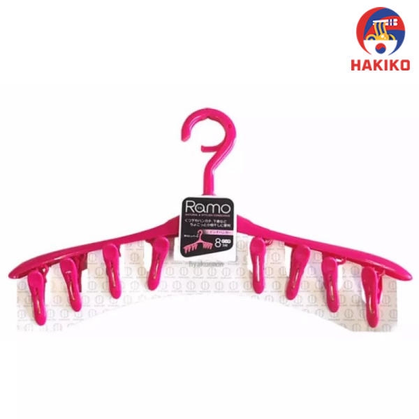 Móc Phơi 8 Kẹp Màu Hồng Nhật Bản