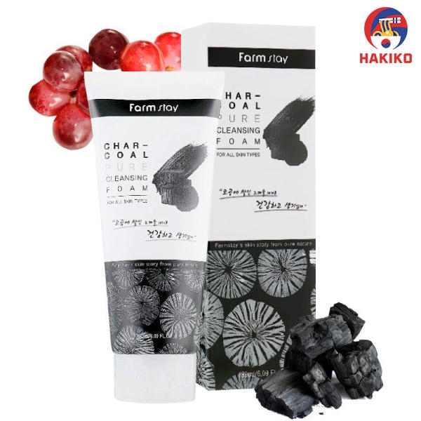 Sữa Rửa Mặt Farmstay Than Củi Hàn Quốc 180Ml 참숯 클렌징 폼