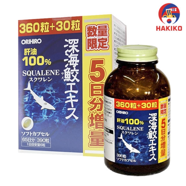 Viên Uống Dầu Gan Cá Mập Squalene Orihiro (390 Viên) Nhật Bản