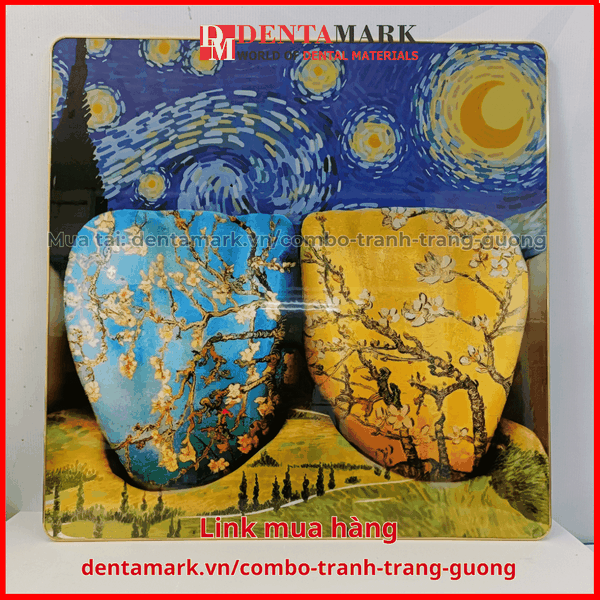 Combo tranh nha khoa tráng gương nghệ thuật siêu đẹp hình răng và ngôi nhà 3