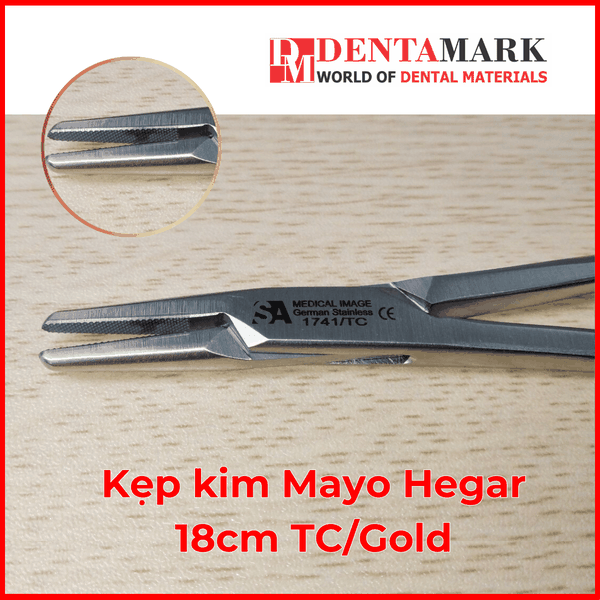 Kìm kẹp kim SA Medical Mayo Hegar TC/Gold 13cm/16cm/18cm - 10
