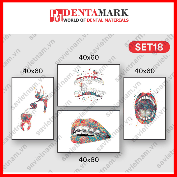 Set tranh nha khoa nghệ thuật dán tường đẹp 2