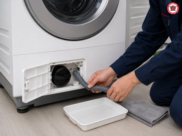 Kiểm tra ống xả và lọc xả khi máy giặt Panasonic không vắt