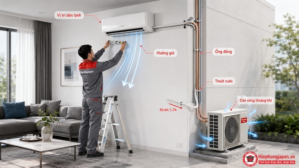 Kỹ thuật lắp điều hòa cho phòng 60m2 để mát đều và tiết kiệm điện