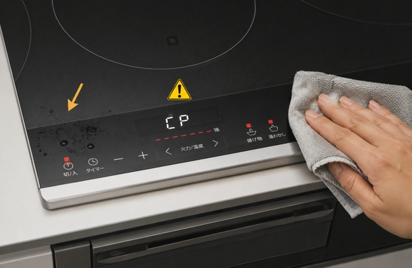 Lỗi CP bếp từ Hitachi do bảng điều khiển bị ướt