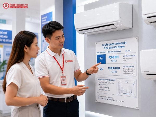 Tư vấn chọn điều hòa nội địa Nhật cho phòng 15m2 tại Hiệp Hồng Japan