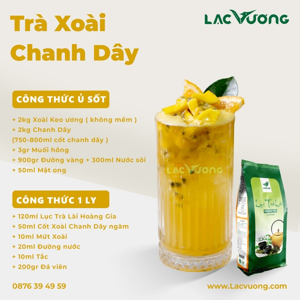Công thức pha chế Trà Xoài Chanh Dây Tươi hot trend cho quán