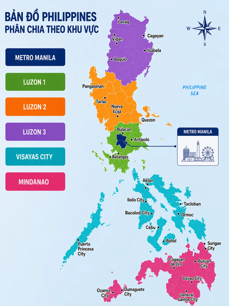 Các khu vực gửi hàng tại Philippines 