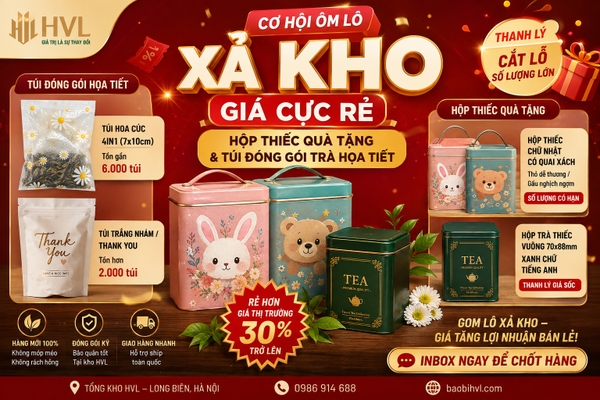 Xả Kho Thanh Lý: Hộp Thiếc Quà Tặng & Túi Đóng Gói Trà Họa Tiết