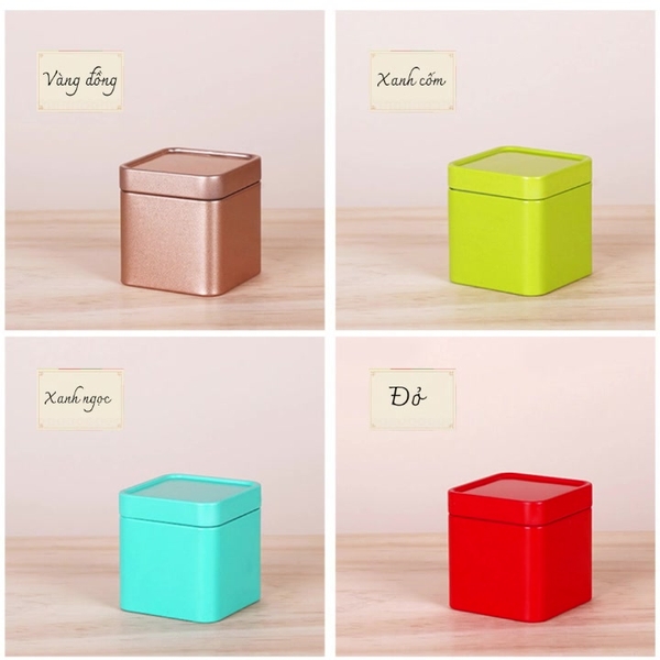 Hộp Đựng Trà Thiếc Cao Cấp Hình Vuông 2 Lớp - Hộp Trà HVL