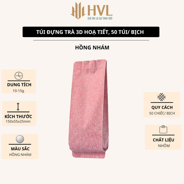 Túi Đựng Trà 3D Nhôm Trơn & Nhám 15x5.5x2.5cm – 50 Túi/Bịch