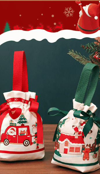 Túi vải đựng quà Giáng Sinh có quai xách, túi quà noel dễ thương ngộ nghĩnh