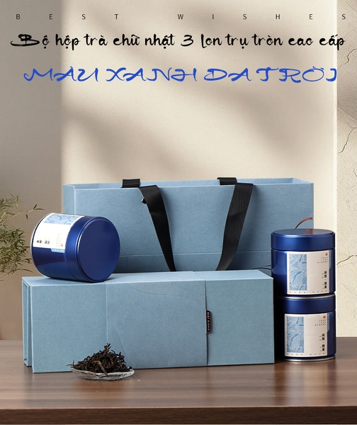 Bộ Hộp Trà Chữ Nhật 3 Lon Trụ Tròn – HVL TEA