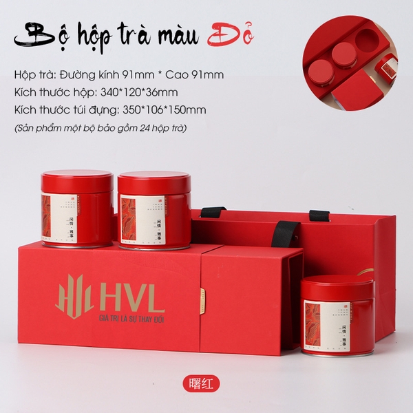 Bộ Hộp Trà Chữ Nhật 3 Lon Trụ Tròn – HVL TEA