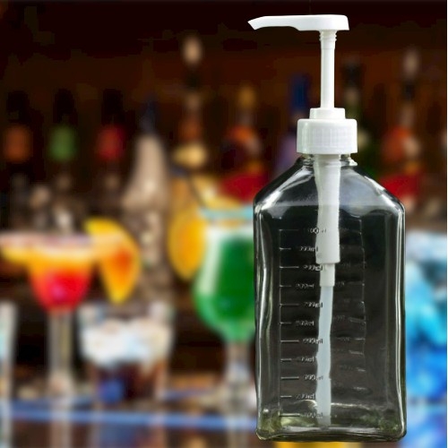 Bình bơm đường/siro thủy tinh có pump 1100ml cao cấp, loại tốt - HVL TEA