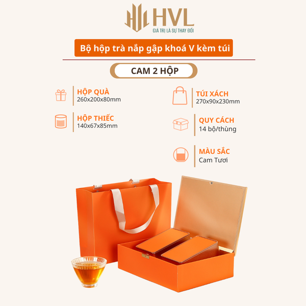 Bộ Hộp Trà Nắp Gập Khóa V Kèm Túi – Nhiều Màu, Nhiều Quy Cách