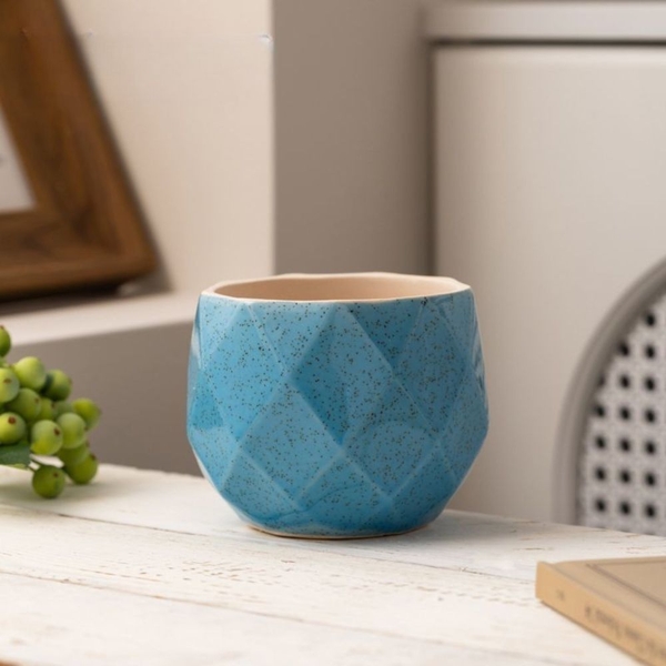 Chậu Mini Trồng Cây Super Farmer – Chậu Sứ Kim Cương Decor Sen Đá Cao Cấp