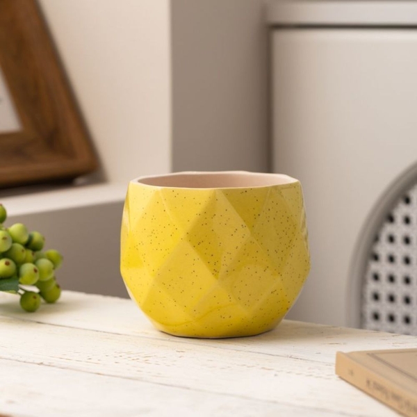 Chậu Mini Trồng Cây Super Farmer – Chậu Sứ Kim Cương Decor Sen Đá Cao Cấp