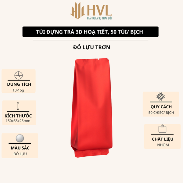 Túi Đựng Trà 3D Nhôm Trơn & Nhám 15x5.5x2.5cm – 50 Túi/Bịch