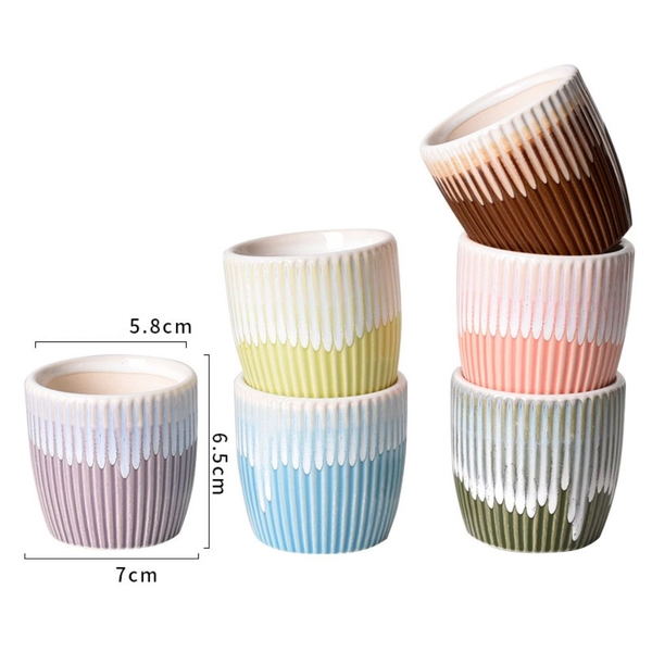 Chậu Sứ Mini Chảy Gân Trồng Sen Đá Decor Super Farmer