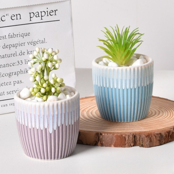 Chậu Sứ Mini Chảy Gân Trồng Sen Đá Decor Super Farmer