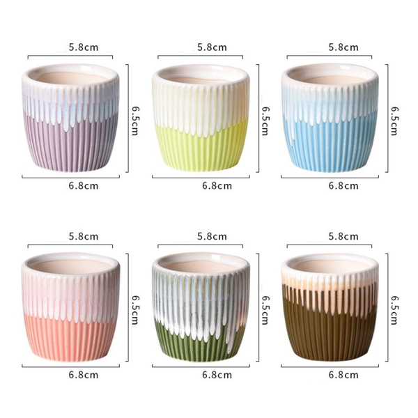 Chậu Sứ Mini Chảy Gân Trồng Sen Đá Decor Super Farmer