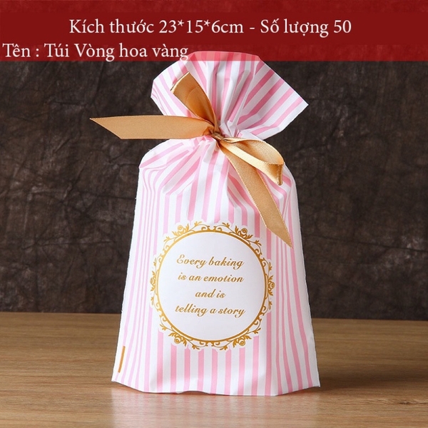 Túi đựng bánh kẹo có Dây Nơ, nhiều họa tiết, bao bì đựng bánh buộc dây 50 túi/sp - VUA BAO BÌ