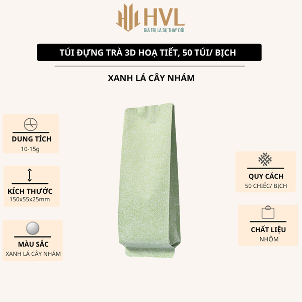 Túi Đựng Trà 3D Nhôm Trơn & Nhám 15x5.5x2.5cm – 50 Túi/Bịch