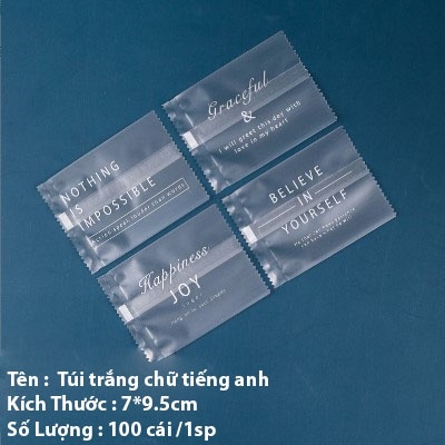 Túi đựng bánh kẹo, màu trắng Chữ tiếng anh, hàn nhiệt - BB35 - KING OF OPP