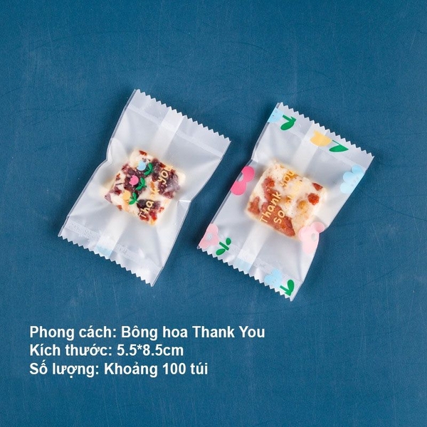 Túi đựng bánh kẹo hoạ tiết Thank You hình bông hoa