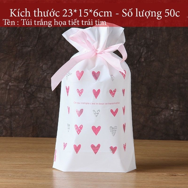 Túi đựng bánh kẹo có Dây Nơ, nhiều họa tiết, bao bì đựng bánh buộc dây 50 túi/sp - VUA BAO BÌ