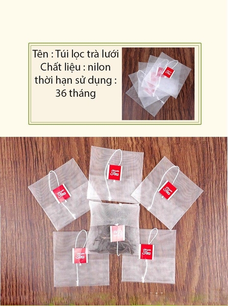 Combo 100 Túi Lọc Trà Có Dây Nhúng Gấp Miệng, Chất Liệu Loại Lưới An Toàn - HVL