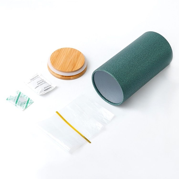 Hộp trà giấy tròn nắp tre