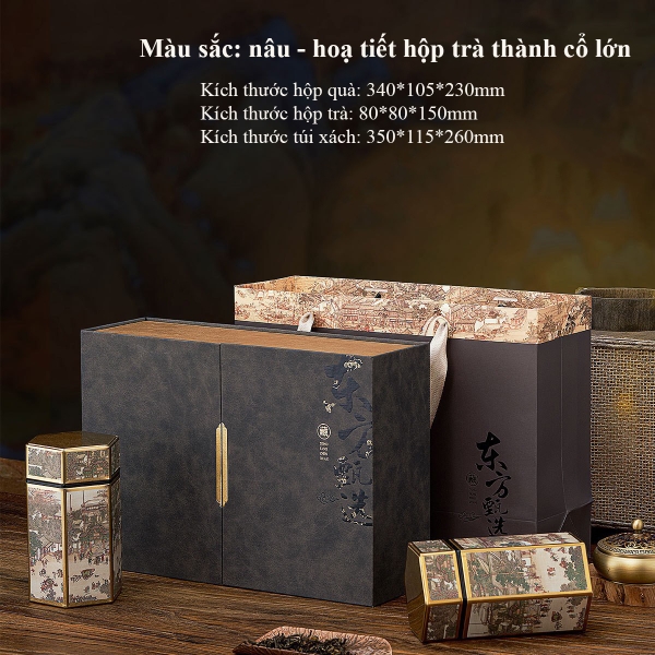 Bộ Hộp Trà Gỗ Vân Sơn Cao Cấp - Quà Tặng Sang Trọng HVL