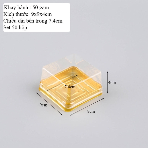 Khay vuông 1 bánh, Set 50 cái - Vàng 100 g (6.8x7.8x4 cm)
