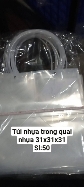 Túi vuông trong suốt quai nhựa