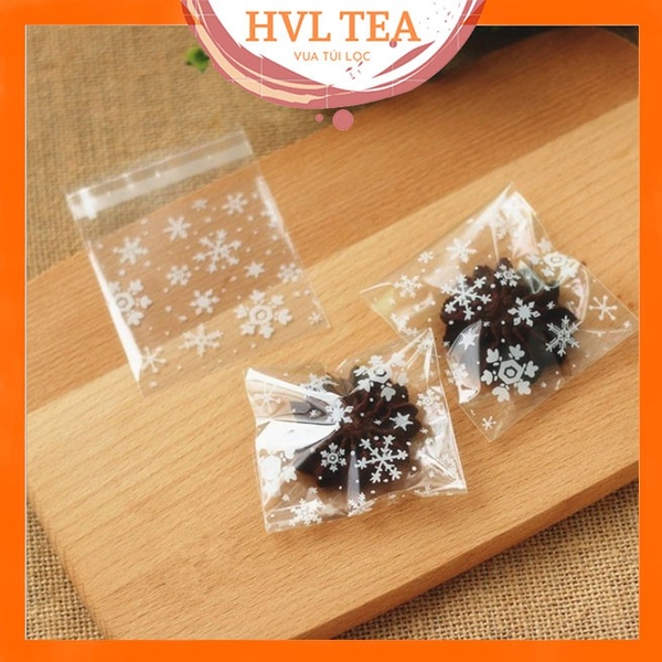 Túi đựng trà, bánh kẹo dán miệng họa tiết Bông Tuyết (100c/1sp), BBDM04 - VUA BAO BI
