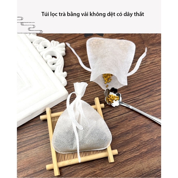 Combo 50 túi lọc trà, vải không dệt có dây thắt, kiểu dáng hũ có tai, tăng tốc độ lọc, thẩm thấu tốt - HVL