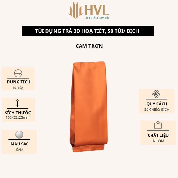 Túi Đựng Trà 3D Nhôm Trơn & Nhám 15x5.5x2.5cm – 50 Túi/Bịch