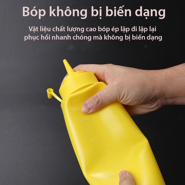 Chai bóp nước sốt thực phẩm, chai gia vị cà chua sốt, 3 màu trắng, đỏ vàng - HVL TEA