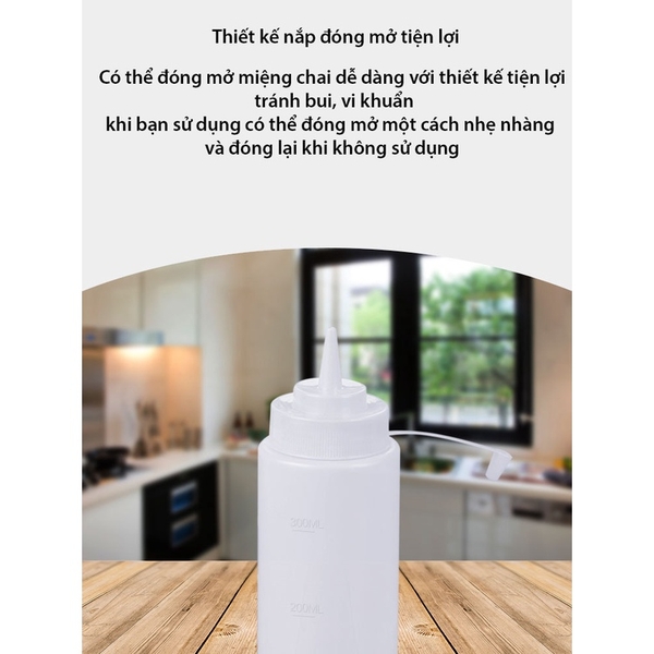 Chai bóp nước sốt thực phẩm, chai gia vị cà chua sốt, 3 màu trắng, đỏ vàng - HVL TEA