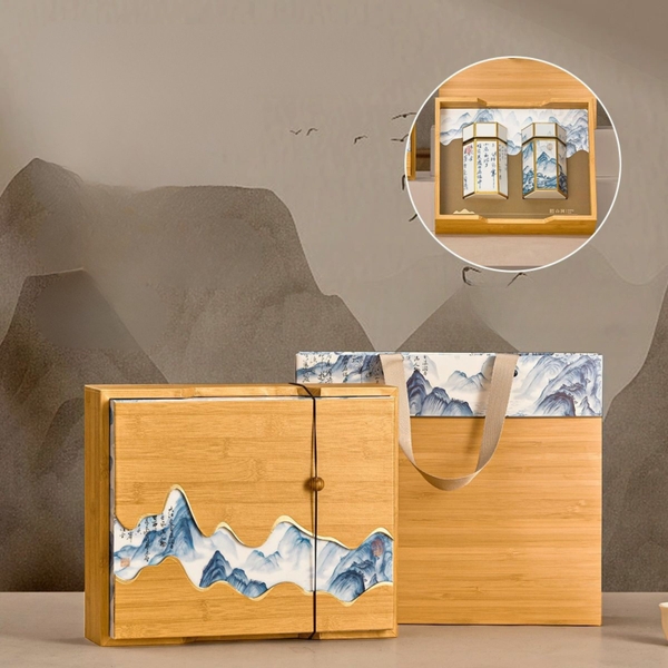 Bộ Hộp Trà Gỗ Vân Sơn Cao Cấp - Quà Tặng Sang Trọng HVL