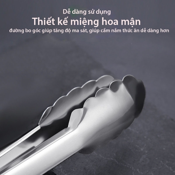 Kẹp gắp thức ăn, gắp đá bằng inox có móc treo bọc nhựa/ kim loại tiết kiệm diện tích  - HVL TEA