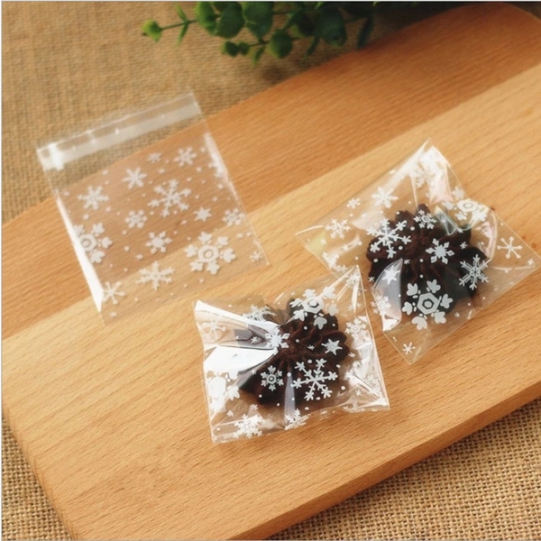 Túi đựng trà, bánh kẹo dán miệng họa tiết Bông Tuyết (100c/1sp), BBDM04 - VUA BAO BI