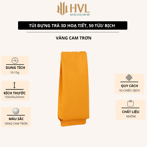 Túi Đựng Trà 3D Nhôm Trơn & Nhám 15x5.5x2.5cm – 50 Túi/Bịch