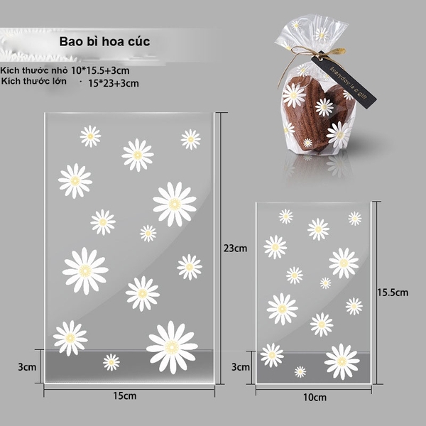 Túi đựng bánh kẹo, bao bì trang trí quà tặng, 100 túi/sp,  kích thước 13*21*4.5 - VUA BAO BÌ