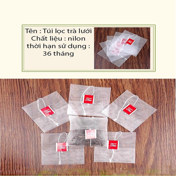 Combo 100 Túi Lọc Trà Có Dây Nhúng Gấp Miệng, Chất Liệu Loại Lưới An Toàn - HVL